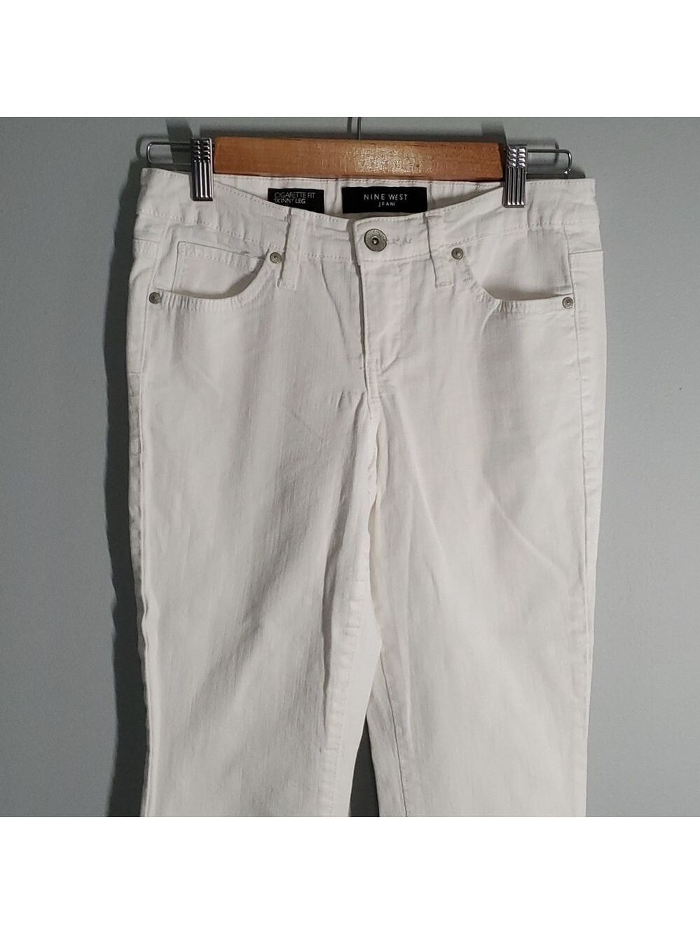 Nine West jeans women's‎ size 4 / 27 missy cigarette fit skinny leg white jeans